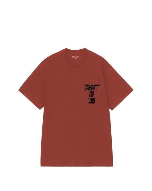 Carhartt Red Short Sleeves "Blocks" Organic Cotton T-Shirt for men