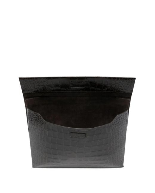Maletín con efecto de piel de cocodrilo Tom Ford de hombre de color Black