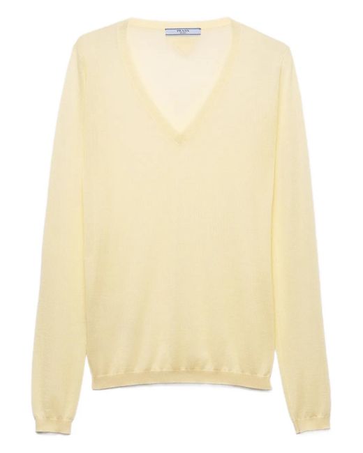 Prada Natural Long-Sleeve Sweater