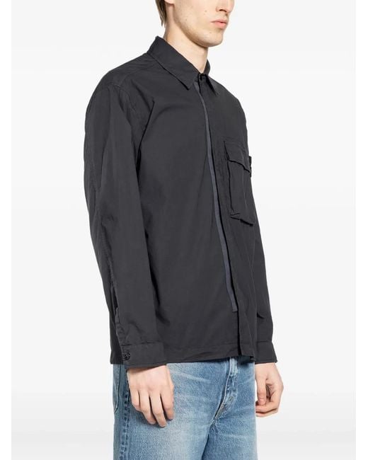 Stone Island Blue 1200032 Stretch Cotton Tela 'Paracadute' Overshirt for men
