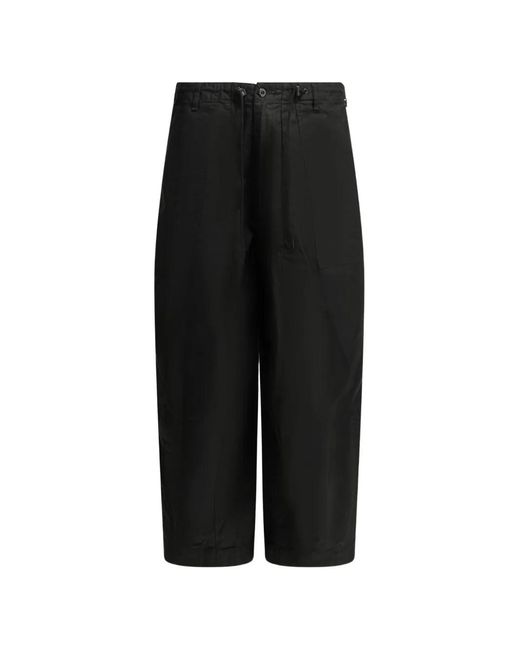 Needles Black Pantalon Ample À Lien De Resserrage for men