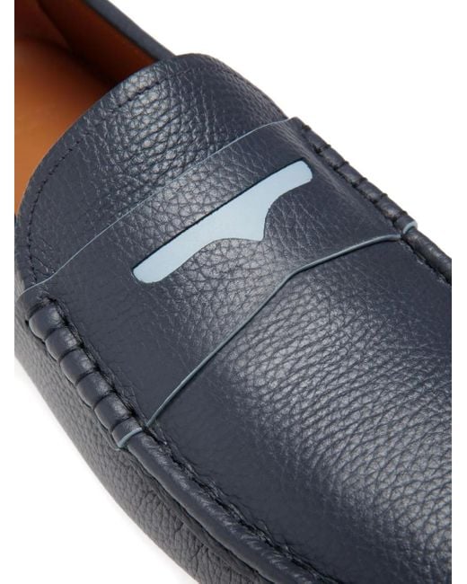Bally Loafer aus strukturiertem Leder mit Sattelriemen in Blue für Herren