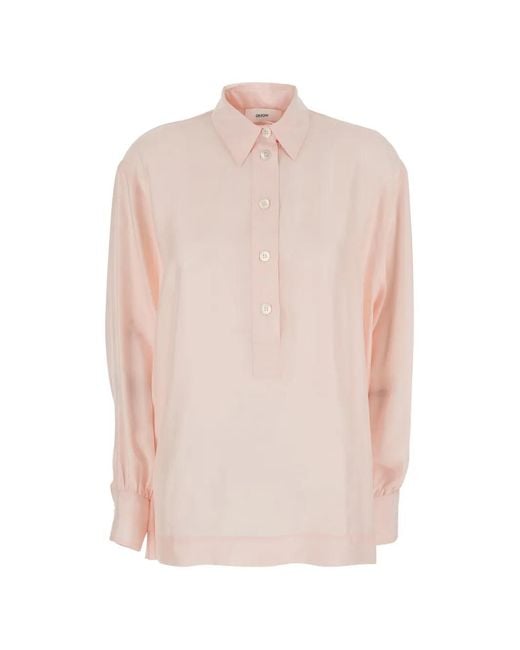Grifoni Pink Button-Placket Long-Sleeve Blouse