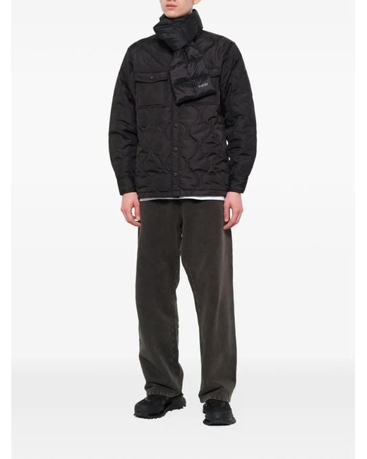Taion Black Reversible Quilted-Down Scarf for men