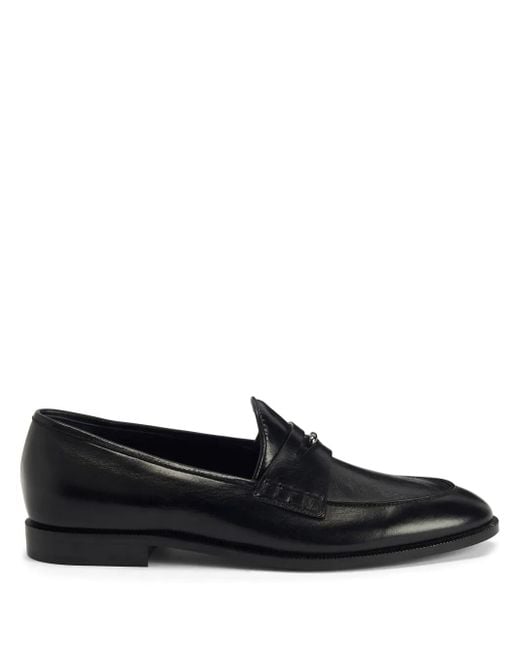 Giuseppe Zanotti Black Archiel Penny-Slot Leather Loafers for men