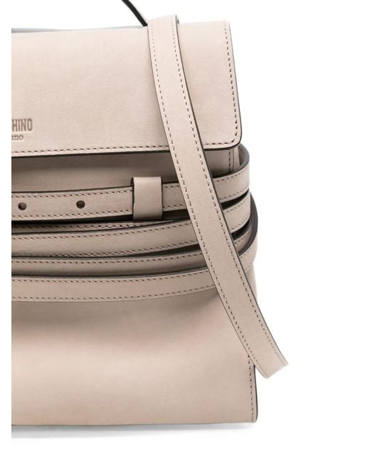 Moschino Natural Belt-Detail Leather Shoulder Bag