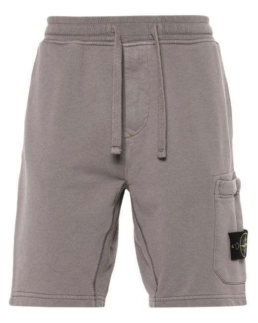Stone Island Gray Compass-Badge Jersey Shorts for men