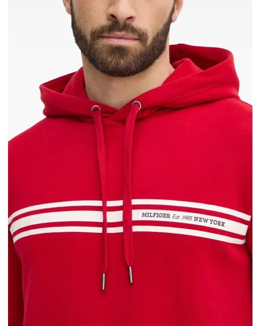 Sudadera con capucha y logo Tommy Hilfiger de hombre de color Red