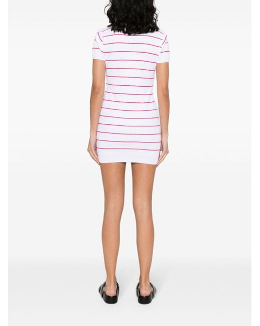 DSquared² White Striped Knitted Dress