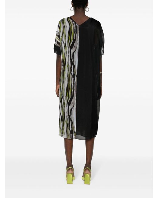 Diane von Furstenberg Black Ange Zebra Mist-print Midi Dress