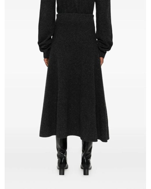 Nanushka Black A-Line Knitted Midi Skirt