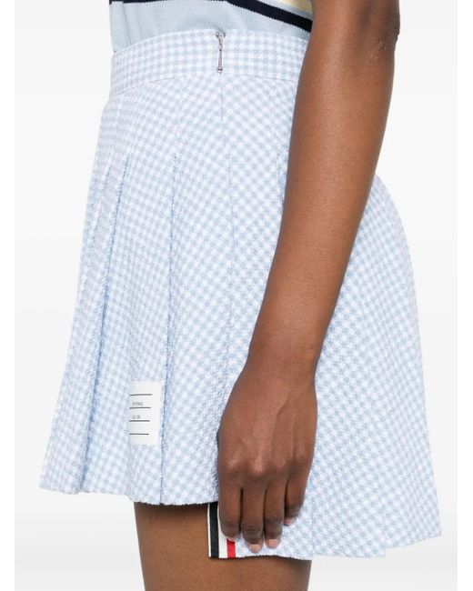 Thom Browne Blue Pleated Checked Mini Skirt