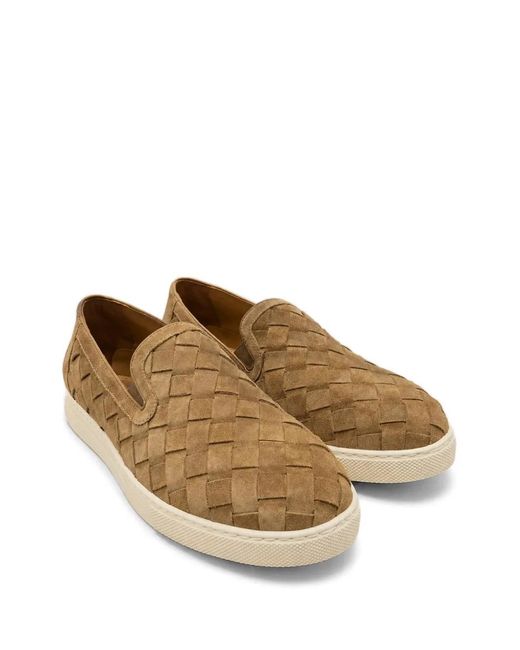 Poche Paris Brown Woven Suede Sneakers for men