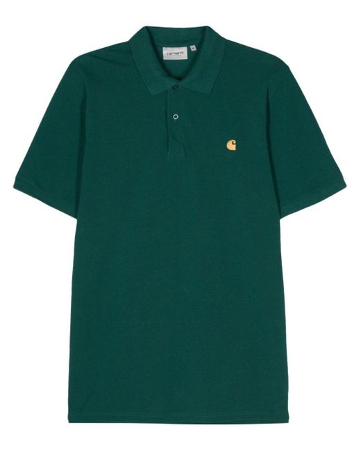 Carhartt Green S/s Chase Cotton Polo Shirt for men