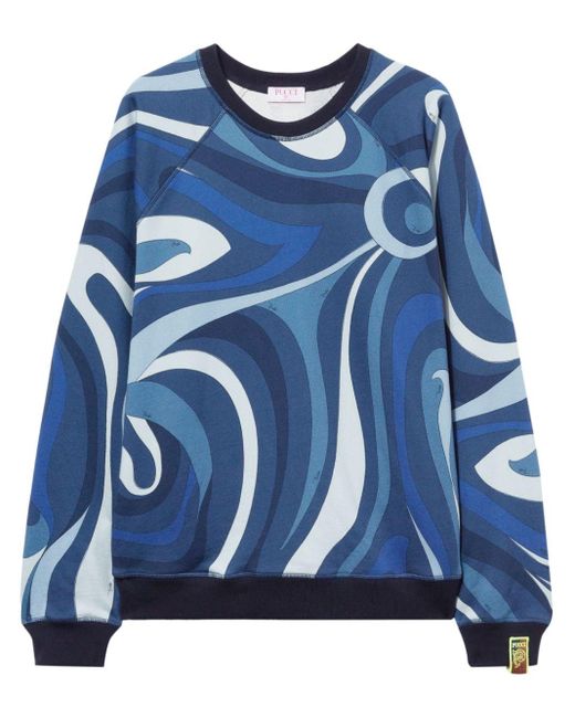 Emilio Pucci Blue Marmo-print Cotton Sweatshirt for men