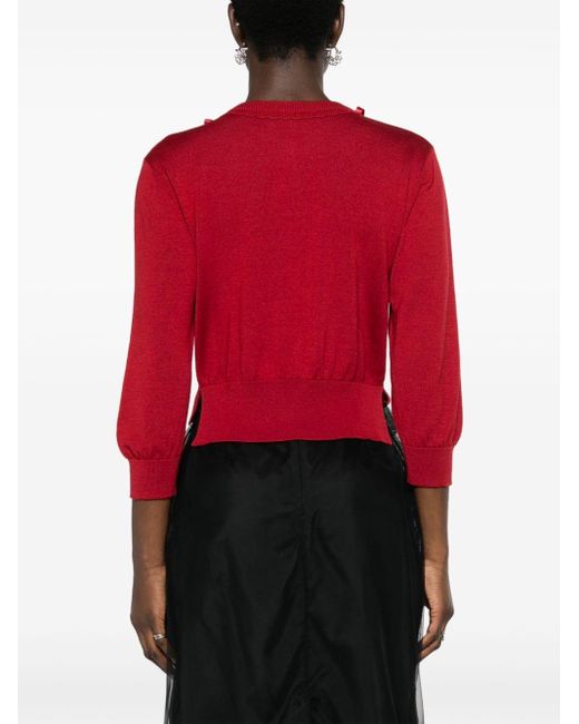 Simone Rocha Red Bell-charm Cropped Cardigan - Women's - Merino/silk