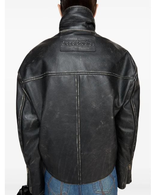 Acne Blue Leather Jacket