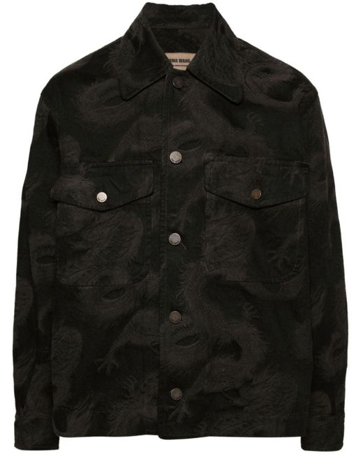 Uma Wang Black Dragon-print Denim Jacket for men