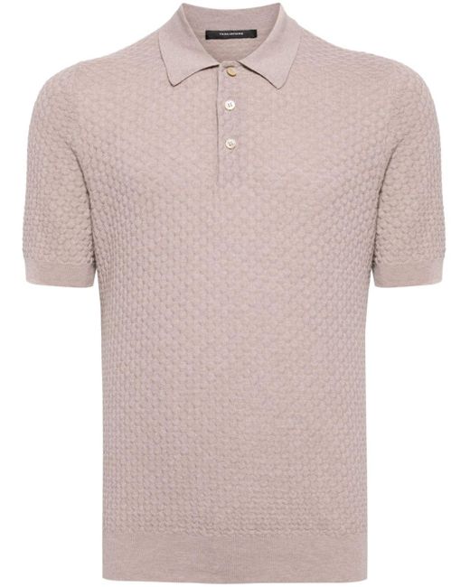 Tagliatore Pink Textured-finish Cotton Polo Shirt for men