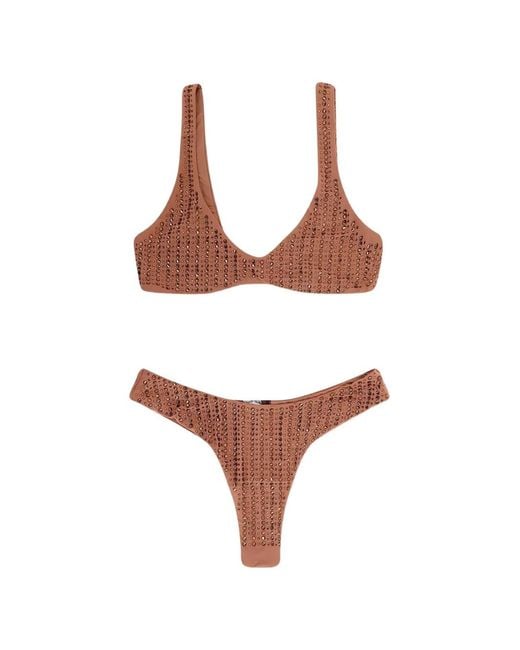 VENUJA Brown Bikini À Ornements En Cristal