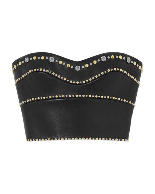 Versace Leren Top Met Studs in het Blue