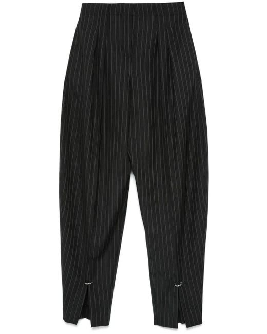 Mugler Black Pinstripe Pierced Trousers