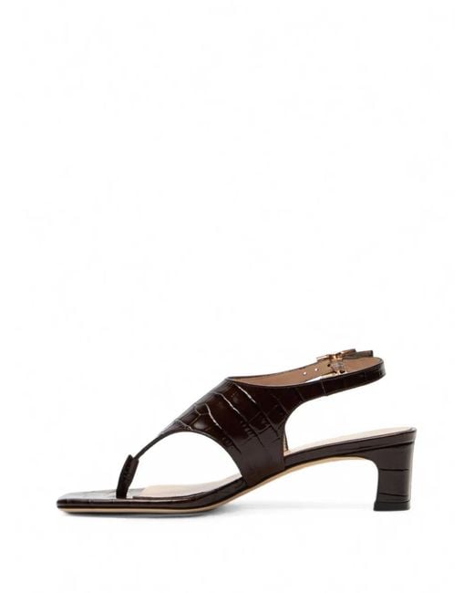 Stuart Weitzman Brown Baby Babette Crocodile-Effect Sandals