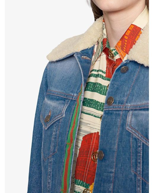 gucci shearling denim jacket