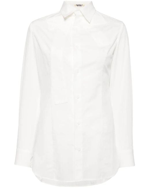 Yohji Yamamoto White Bow-Detail Cotton Shirt