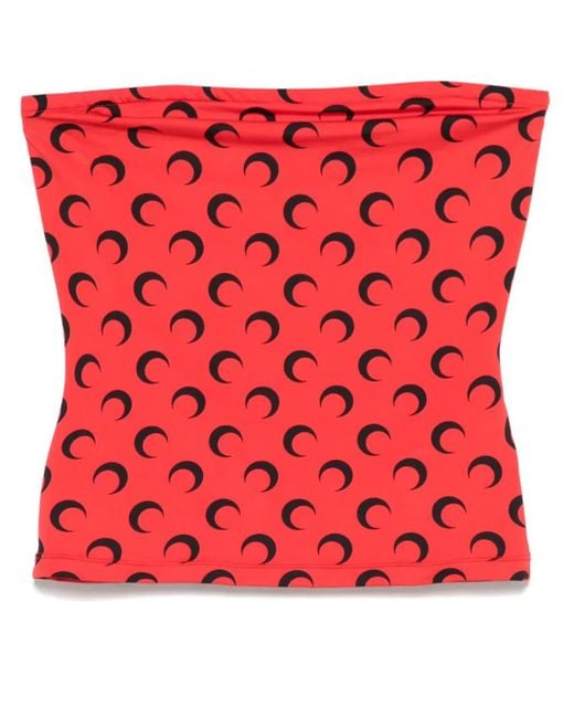 MARINE SERRE Red Moonogram-Pattern Top