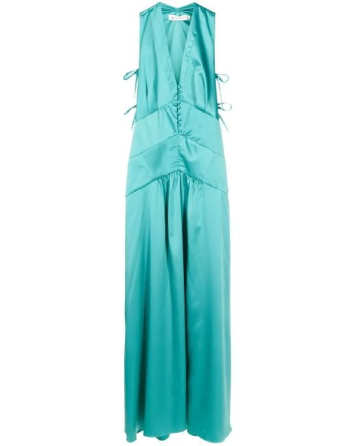 Lethicia Bronstein Blue Teres Satin Maxi Dress