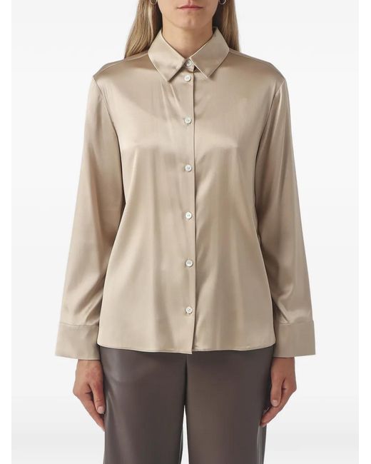 Max Mara Natural Satin-Finish Button-Up Shirt