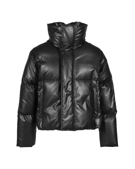 MM6 by Maison Margiela Black Faux-Leather Padded High-Neck Jacket for men