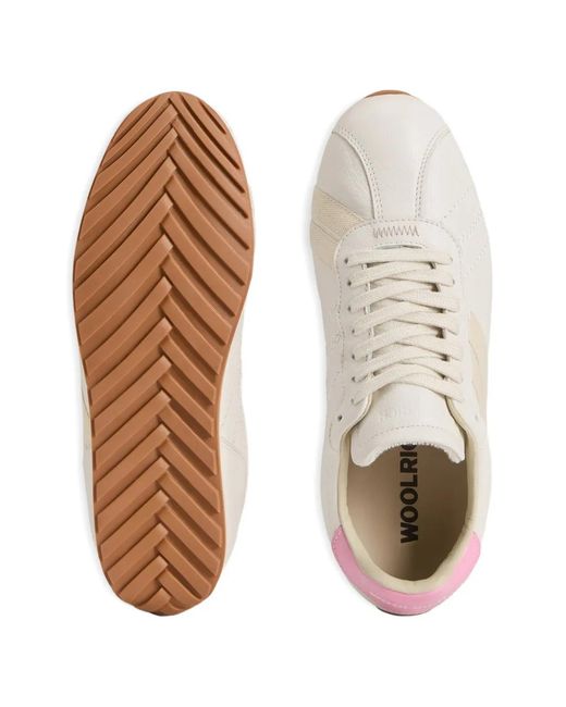 Woolrich White Side-Bands Lace-Up Sneakers