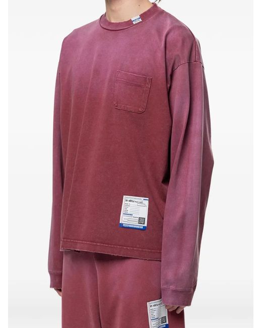 Maison Mihara Yasuhiro Red Sun-Faded Like Distressed Long-Sleeve T-Shirt for men
