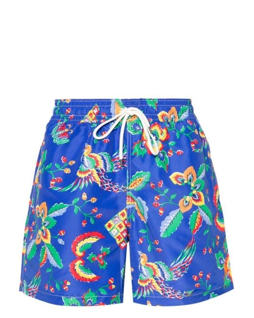 Polo Ralph Lauren Blue Traveler Floral-print Swim Shorts for men