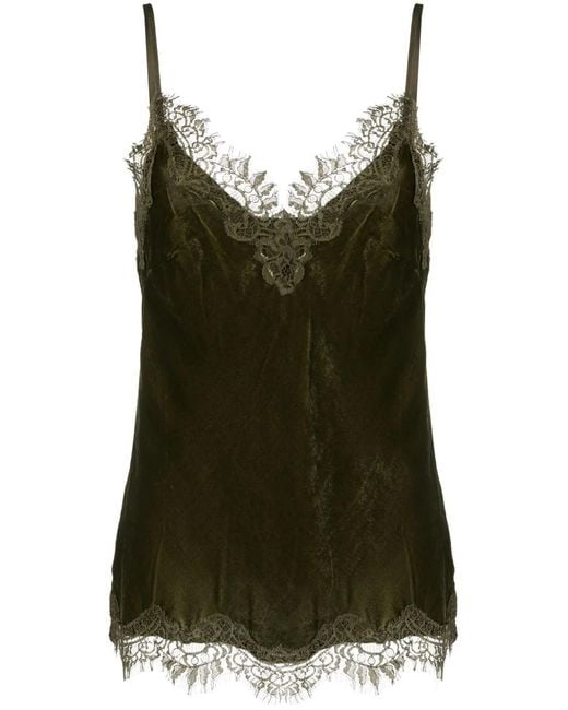 Gold Hawk Green Coco Bias Cami Velvet Top