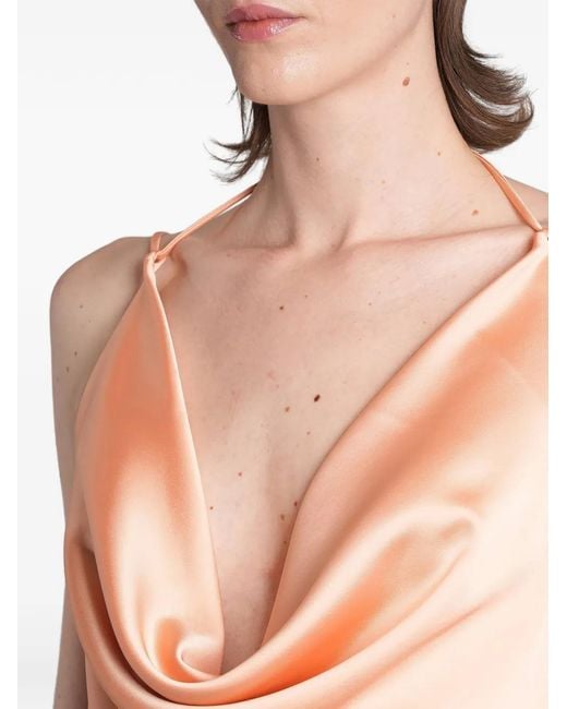 ANDAMANE Orange Cowl-Neck Backless Maxi Dress