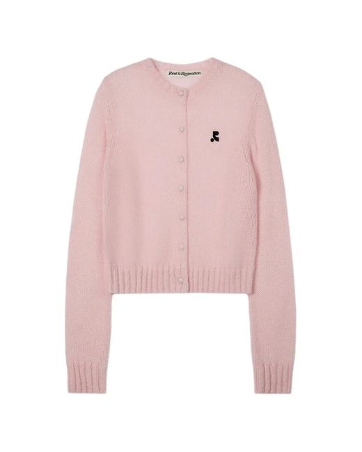 Rest&Recreation Pink Logo-Embroidered Cardigan