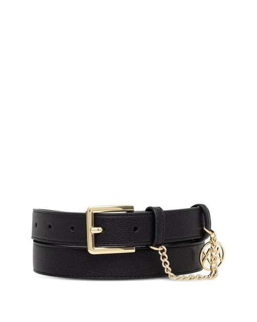 ARMANI EXCHANGE Black Logo-Charm Chain-Detail Belt