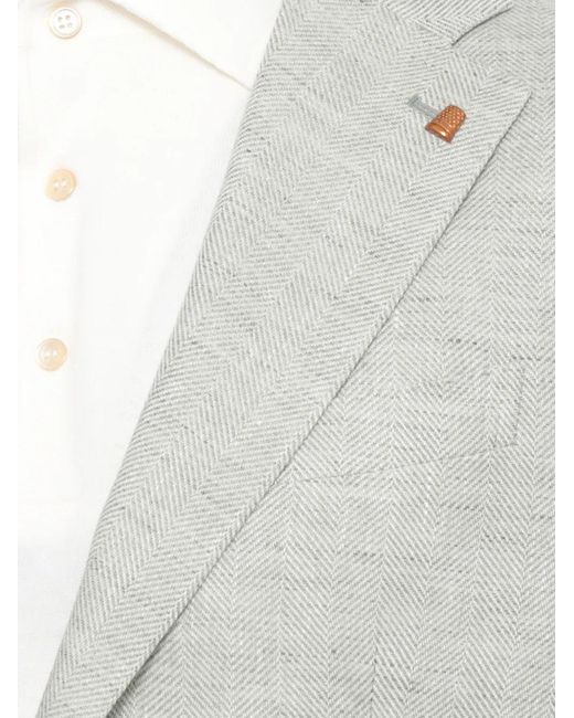 Latorre Gray Herringbone-Pattern Notch-Lapel Jacket for men