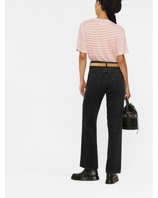 Agolde Black Mid-Rise Straight-Leg Jeans