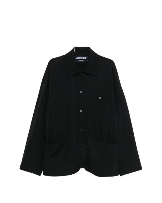 Jacquemus Black The Strada Patch-Pocket Shirt Jacket for men
