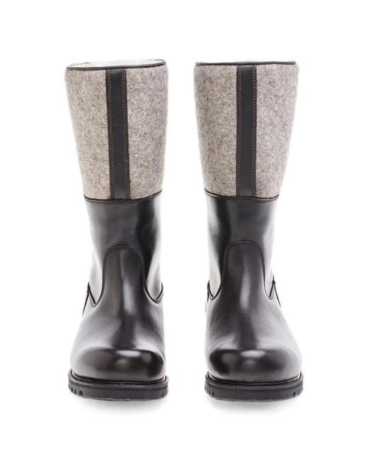 Ludwig Reiter Gray Maronibrater Felt-Panelled Leather Boots for men