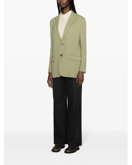 AMI Green Single-breasted Textured Blazer
