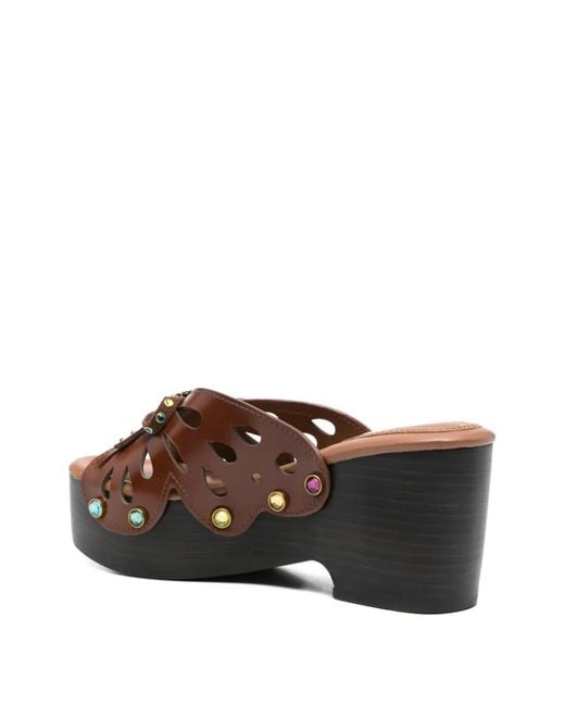 Kurt Geiger Brown Bufferfly Embellished Sandals