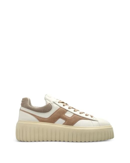 Hogan White Logo-Patch Panelled Sneakers