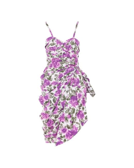 Chloé Purple Wrapped Bustier Midi Dress
