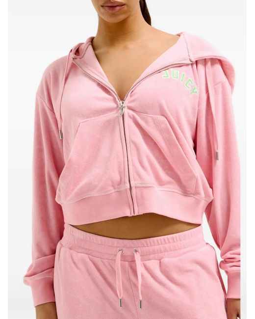 Juicy Couture Pink Collegiate Cropped Hoodie