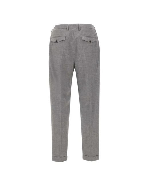 Devore Gray Pleated Cuffed Trousers for men